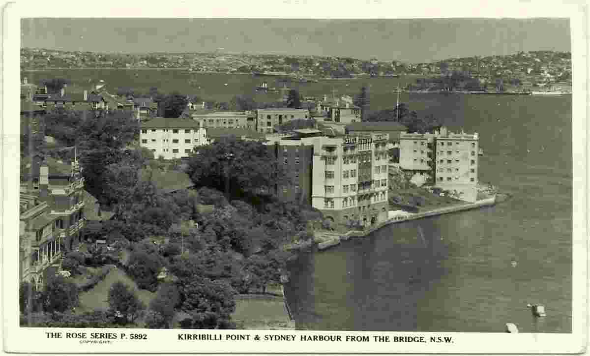 Sydney. Panorama of Kirribilli Point and Sydney Harbour from the bridge