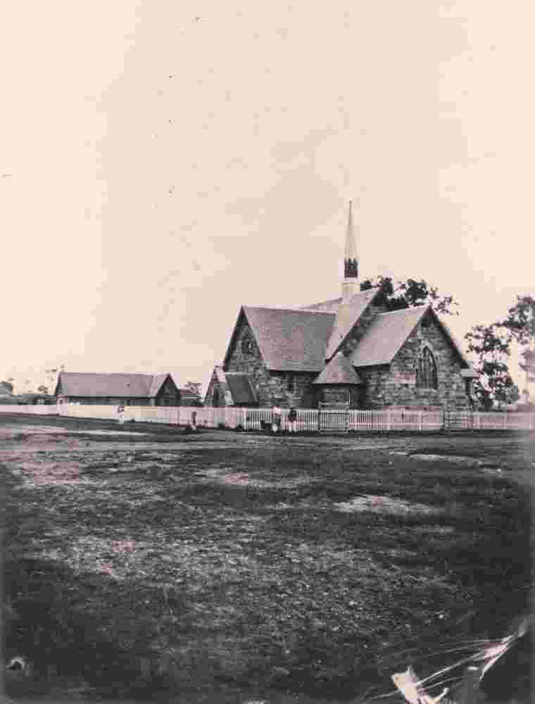 Warwick. Second Saint Mark's Church of England, in the background - first wooden church, 1872