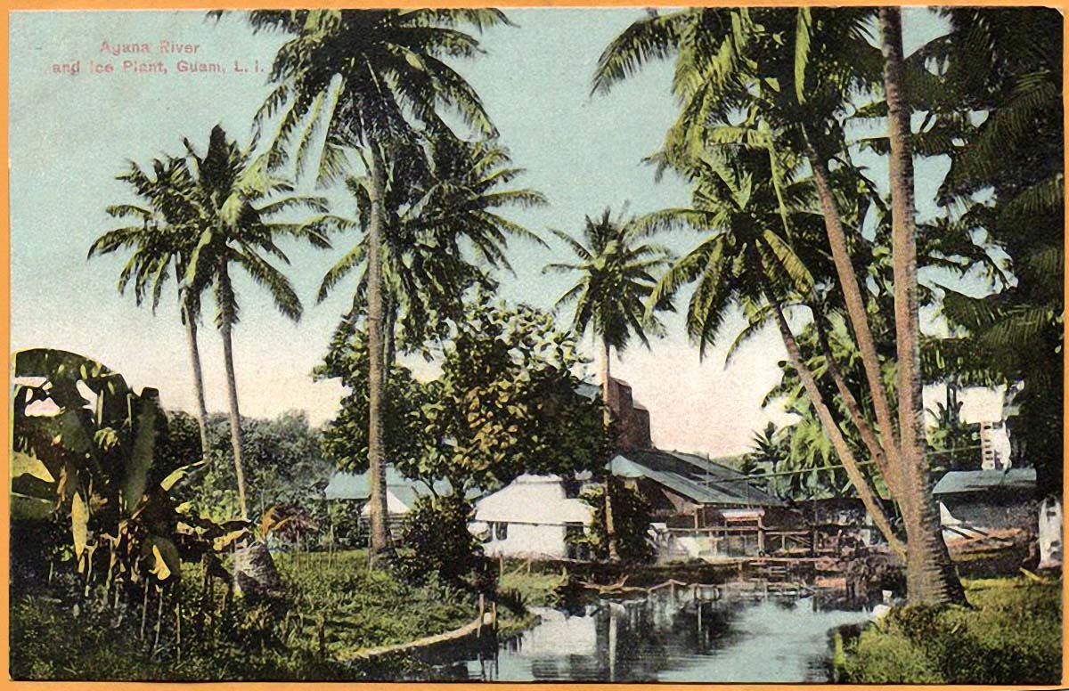 Hagåtña (Agana, Agaña). Agana River and Ice Plant, 1905