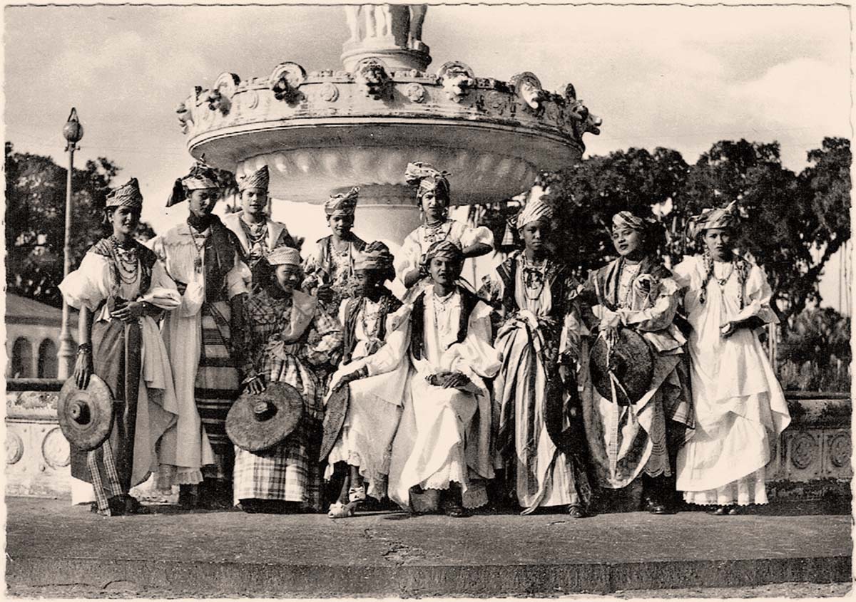 Cayenne. Group of pretty Cayenne women in local costume, 1967