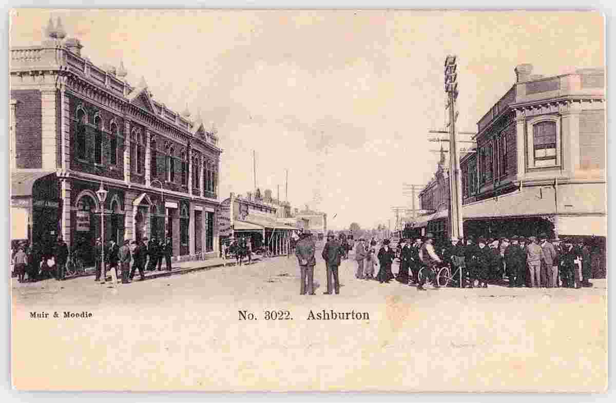 Ashburton. Panorama of city street, 1904