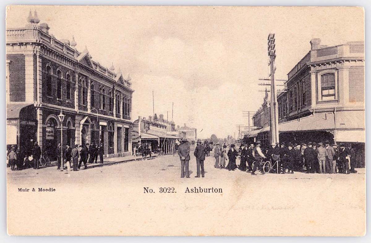 Ashburton. Panorama of city street, 1904