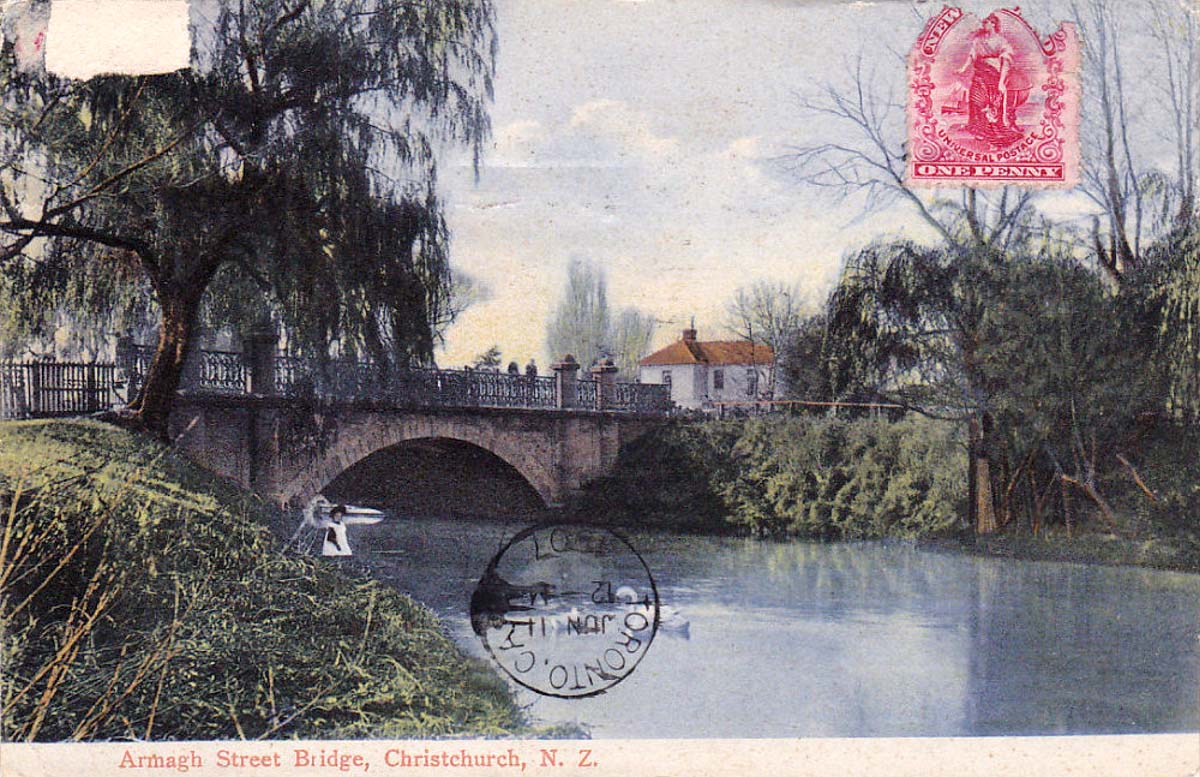 Christchurch. Armagh Street Bridge, 1907