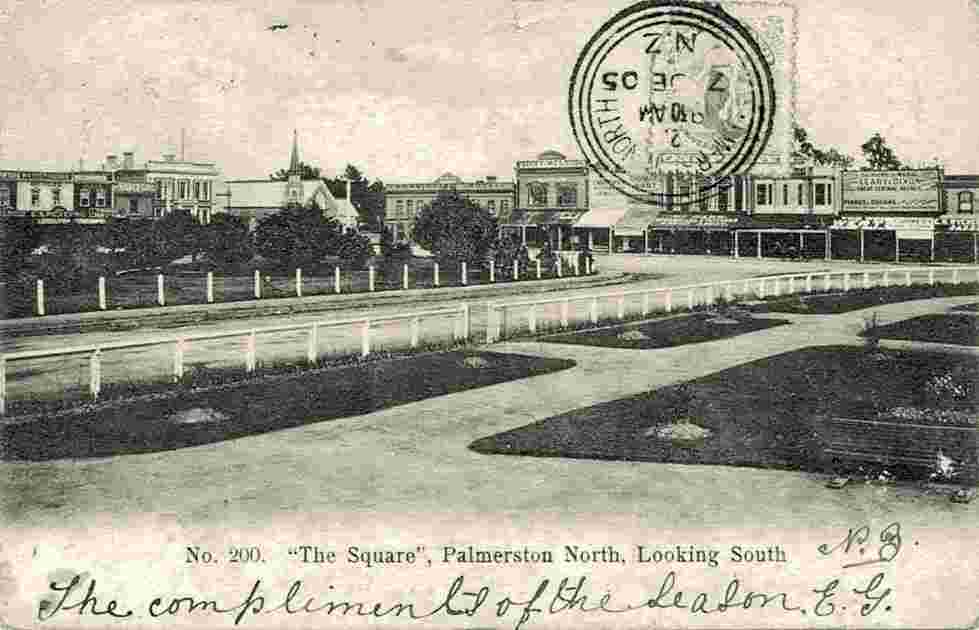 Palmerston North. Panorama of Square, looking South