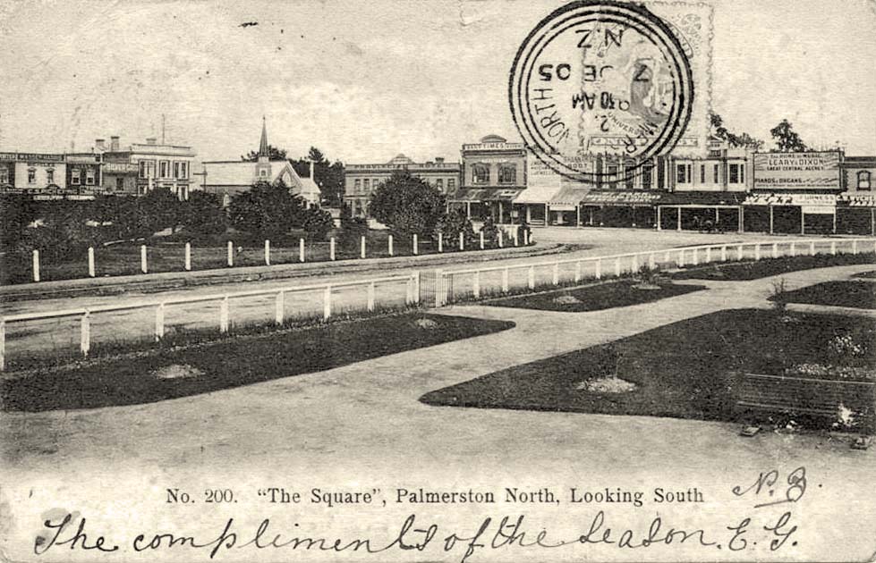 Palmerston North. Panorama of Square, looking South