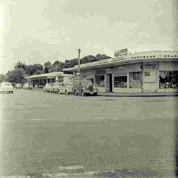 Paraparaumu. Block of shops, 13 Dec 1956