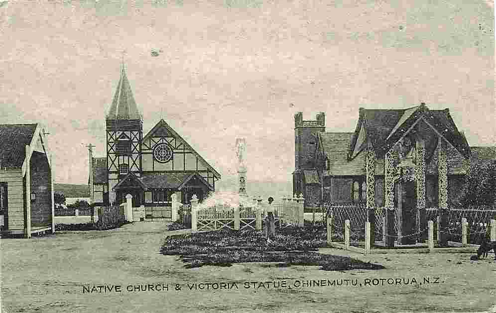 Rotorua. Maori Church and Queen Victoria Monument
