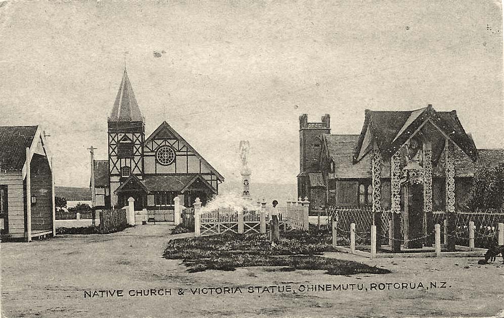 Rotorua. Maori Church and Queen Victoria Monument