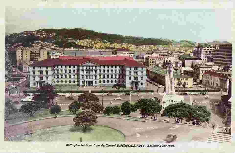 Wellington. Harbour from Parliament Building