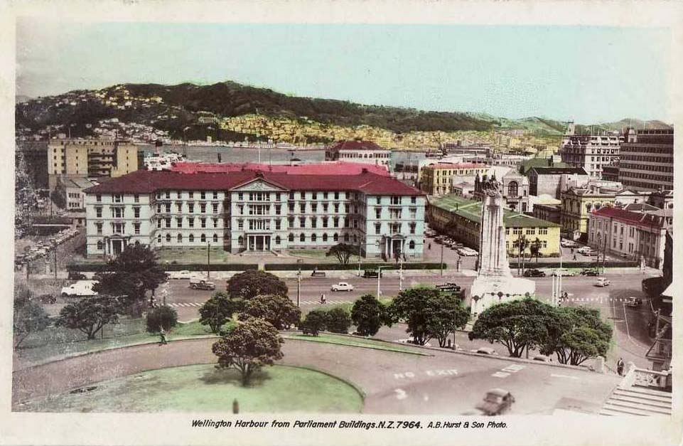 Wellington. Harbour from Parliament Building