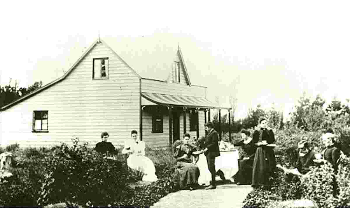 West Melton. Family afternoon tea at John and Catherine Hill's residence, 1895