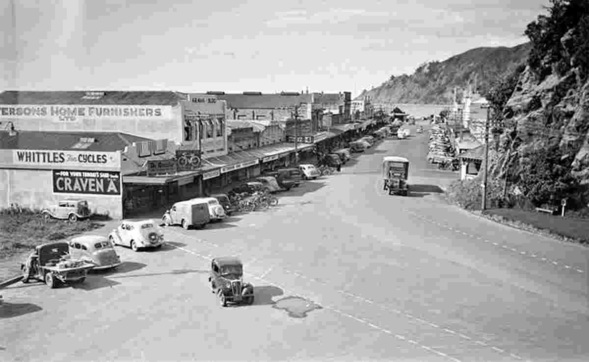 View of Whakatane street with shops