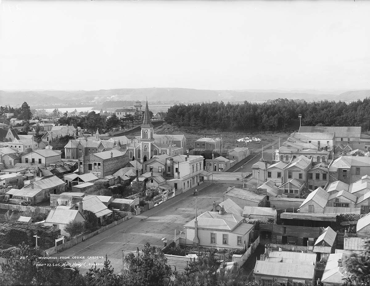 View of Whanganui from Cooks Gardens, 1905