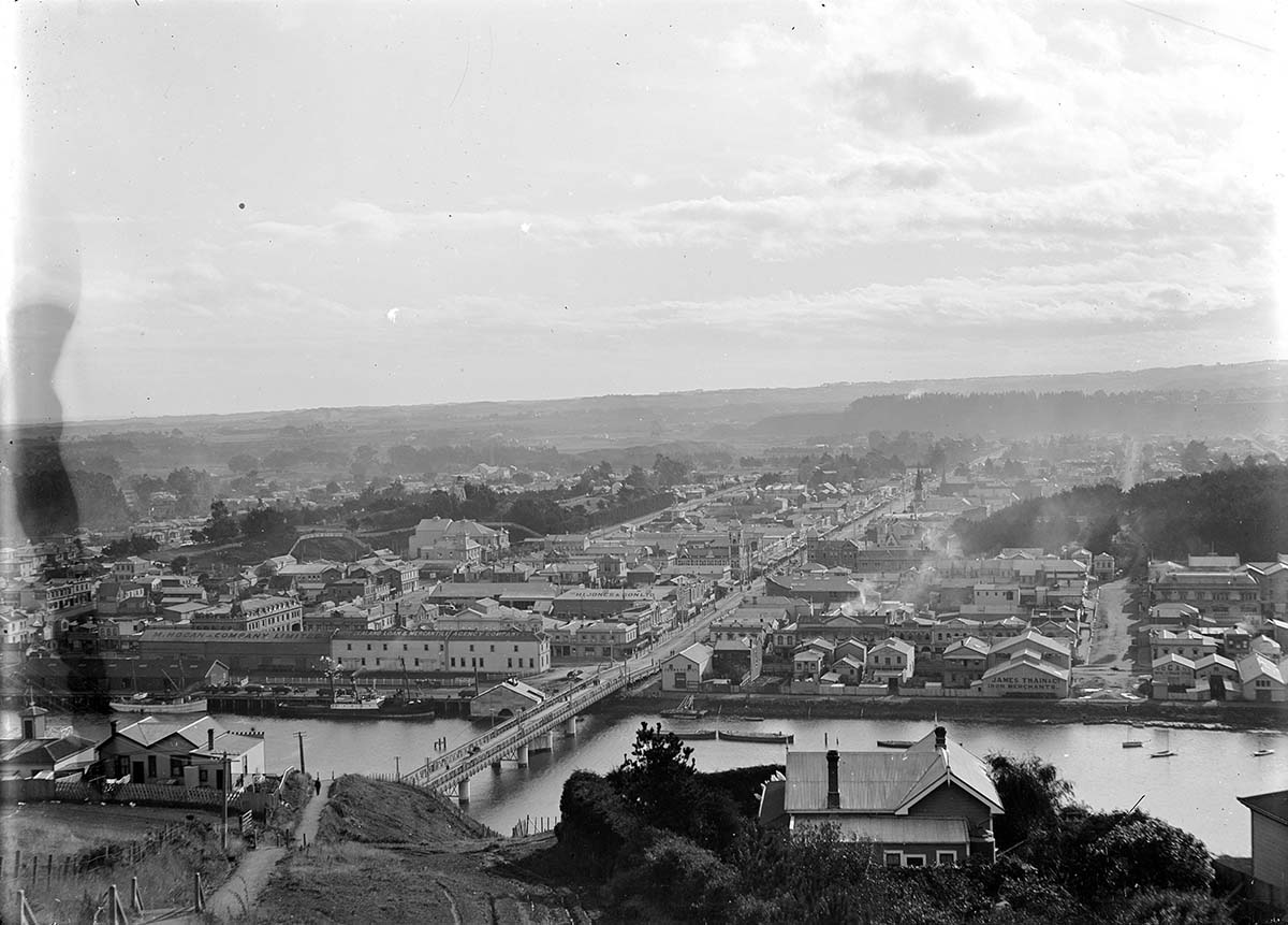 View of Whanganui from Durie Hill, 1908