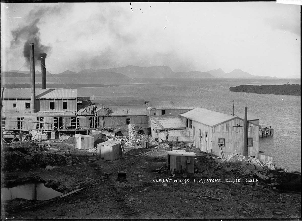 Whangarei. Cement works on Limestone Island