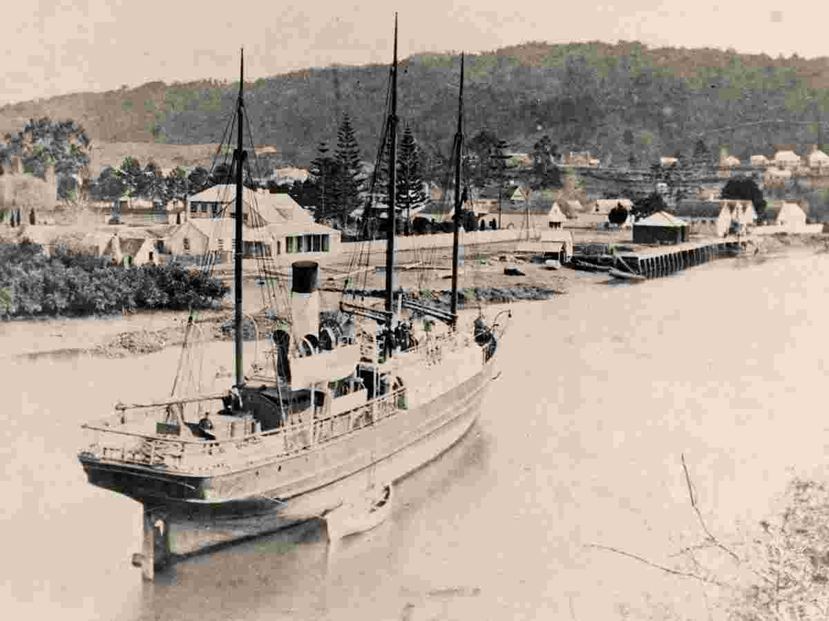 Whangarei. Steamship at Whangarei, 1880s
