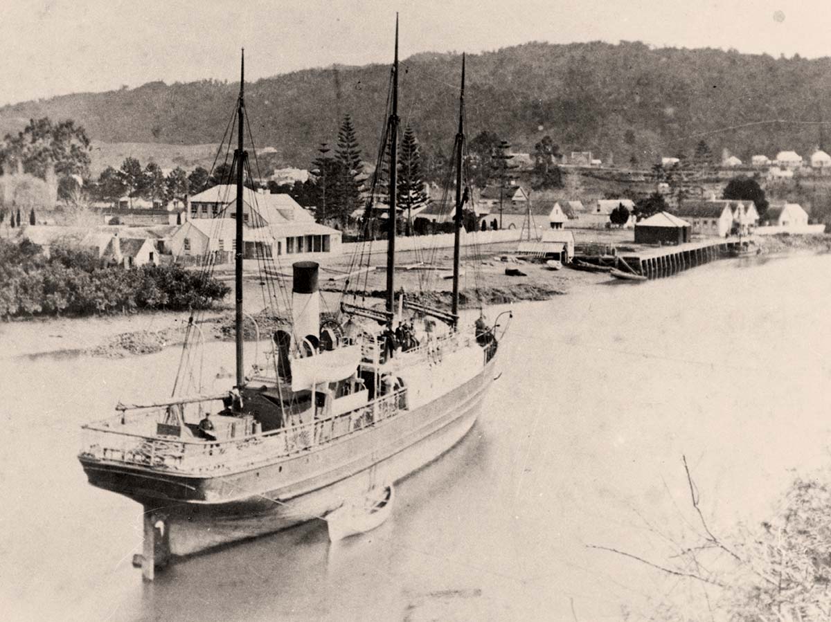 Whangarei. Steamship at Whangarei, 1880s
